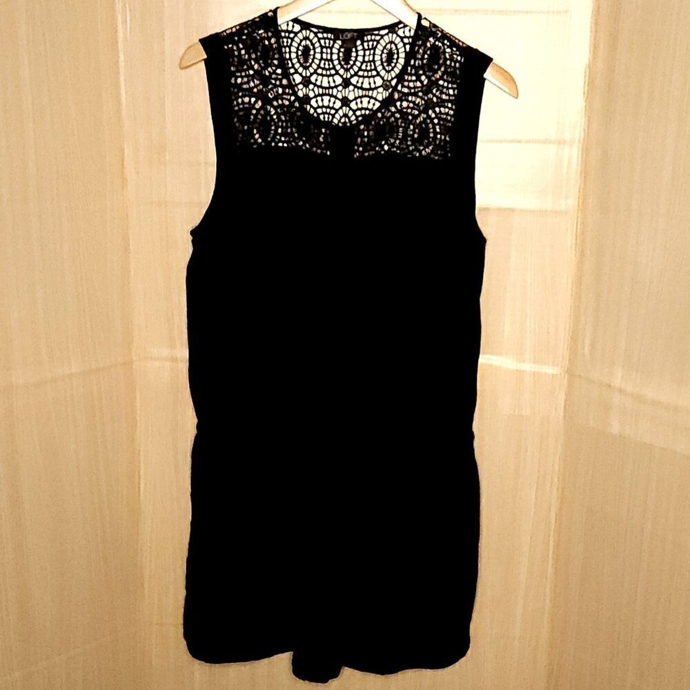 Loft Womens Black Silky Sleeveless Romper Medium
